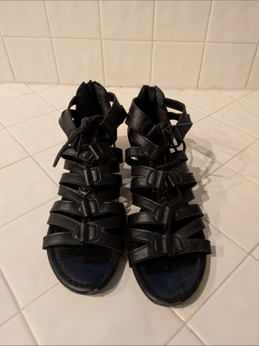 Brash Black Multi-Strap Lace-Up Women’s Sandals